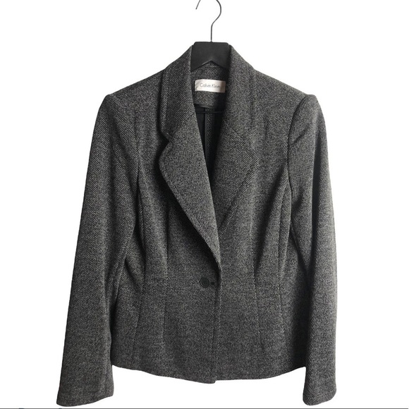Calvin Klein Womens Grey One Button Blazer 10 - Picture 1 of 3